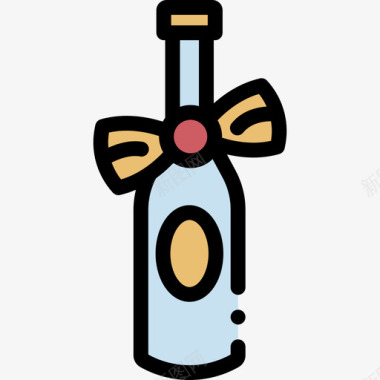 葡萄酒57岁生日线性颜色图标图标
