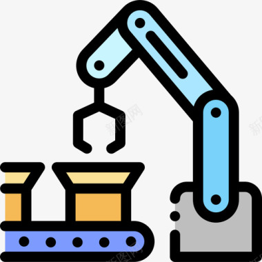 机械臂工业24线性颜色图标图标