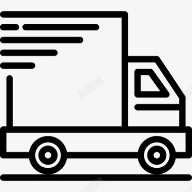 送货卡车购物和电子商务3线性图标图标