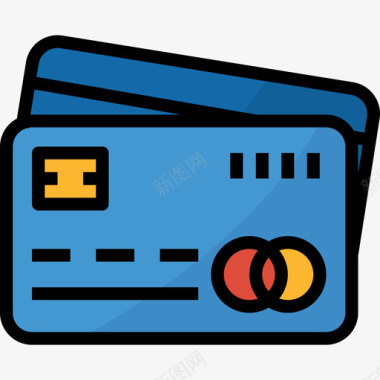 信用卡旅游94线性彩色图标图标