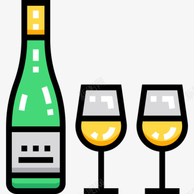 葡萄酒16号酒吧线性颜色图标图标