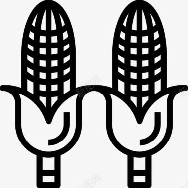 玉米水果和蔬菜3种直线型图标图标