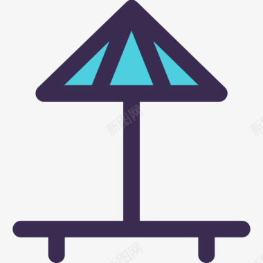 沙滩伞旅行88直线颜色蓝色图标图标