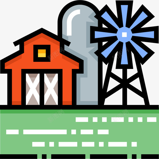 农场在村庄4线性颜色图标svg_新图网 https://ixintu.com 农场 在村庄4 线性颜色
