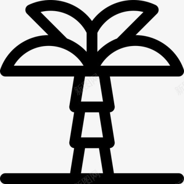 棕榈树暑假26线形图标图标