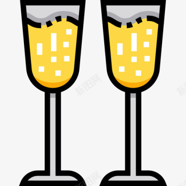 香槟16号酒吧线形颜色图标图标