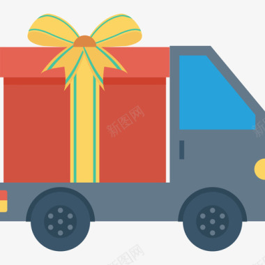送货卡车购物和电子商务扁平图标图标
