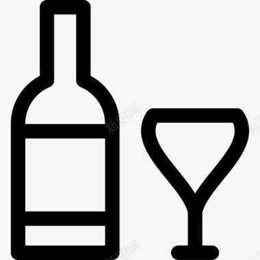 葡萄酒酒店和服务2线性图标图标