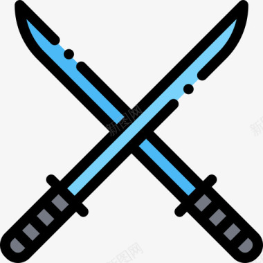 武士刀武术11线条色彩图标图标