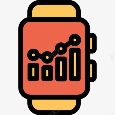 智能手表分析和图表线性橙色图标图标
