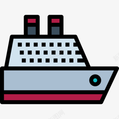 邮轮运输58线性颜色图标图标