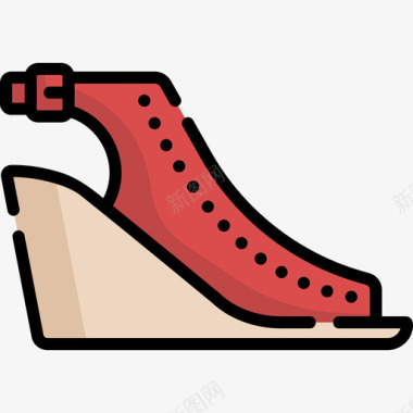 凉鞋鞋子5线性颜色图标图标