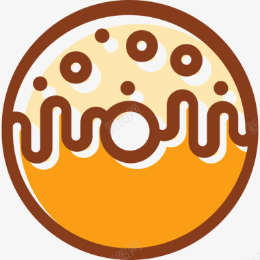 甜甜圈蛋糕和面包店3线性颜色图标图标