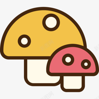 蘑菇披萨3线形颜色图标图标