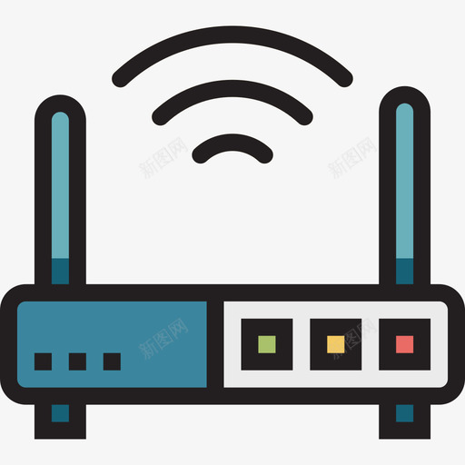 路由器家庭6线性颜色图标svg_新图网 https://ixintu.com 家庭6 线性颜色 路由器