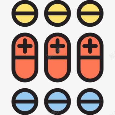 避孕药保健7线性颜色图标图标