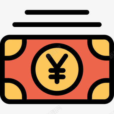 货币银行和金融22直线颜色橙色图标图标
