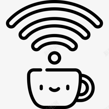 Wifi咖啡厅45线性图标图标