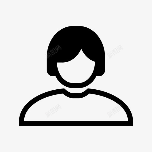 用户女人头发线条图标svg_新图网 https://ixintu.com 头发 用户女人 用户集合 线条 轮廓