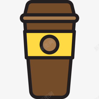 纸杯咖啡26线性颜色图标图标