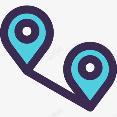 Pin地图运输55线性颜色蓝色图标图标