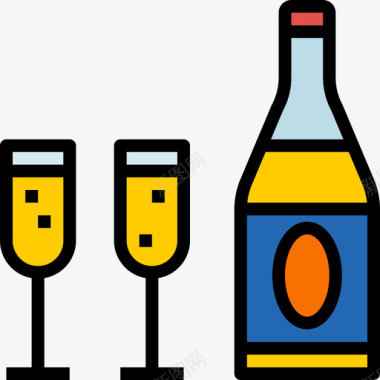 香槟生日派对正色图标图标