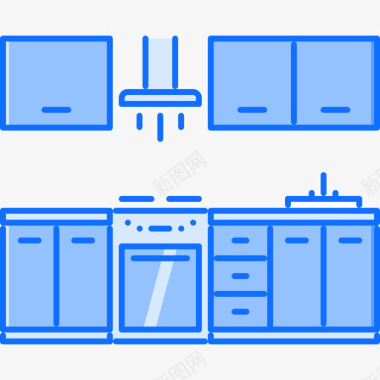 厨房家具66蓝色图标图标