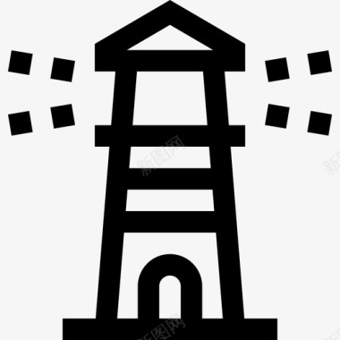 灯塔建筑物和房地产直线型图标图标