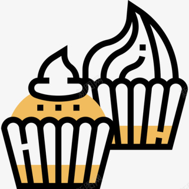 杯形蛋糕面包店38黄影图标图标