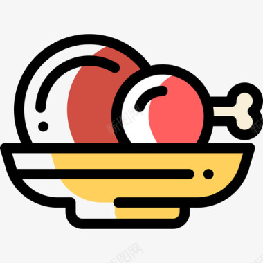 炸鸡快餐37色差图标图标