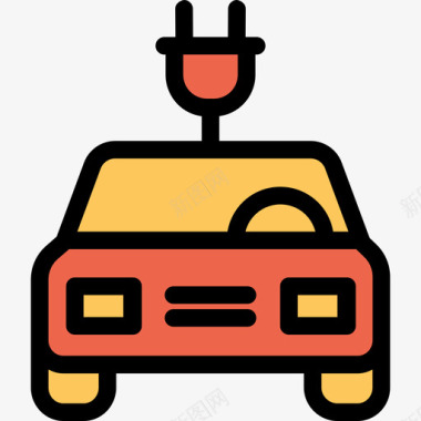电动汽车汽车6线颜色橙色图标图标