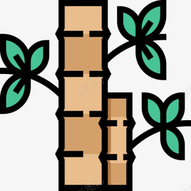 竹子spa元素线条颜色图标图标