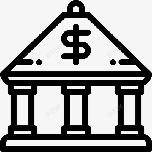 银行城市要素14线性图标svg_新图网 https://ixintu.com 城市要素14 线性 银行