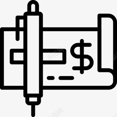 支票商业和金融40直线图标图标