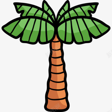 棕榈树酒店服务7彩色图标图标