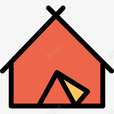 帐篷野营63直线颜色橙色图标图标