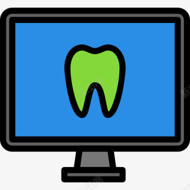 监视器牙科6线颜色图标图标