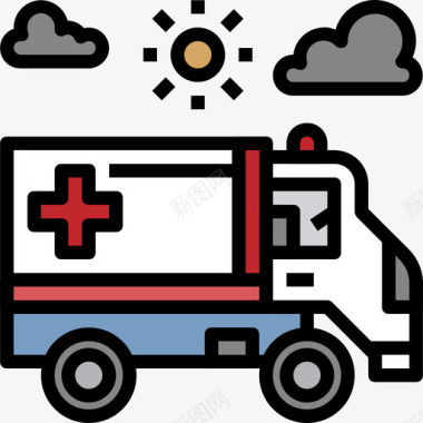 救护车医药16线性颜色图标图标