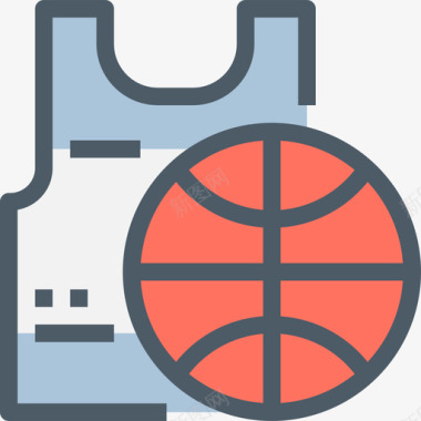篮球器材健身健康线条色彩图标图标
