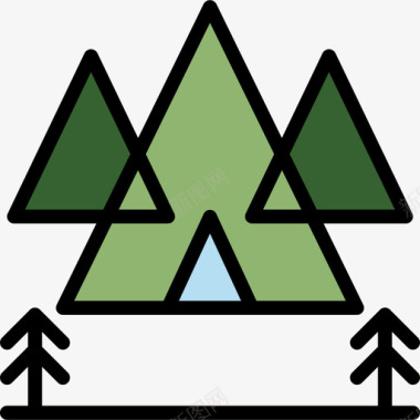 露营帐篷旅行112线性颜色图标图标