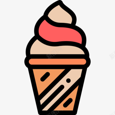 冰淇淋快餐32线性颜色图标图标