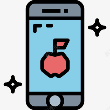 Iphone手机和电话线性颜色图标图标
