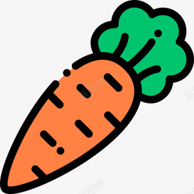 胡萝卜水果蔬菜9线颜色图标图标