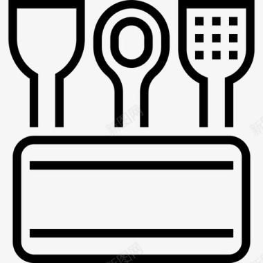 木制勺子厨房工具线状图标图标