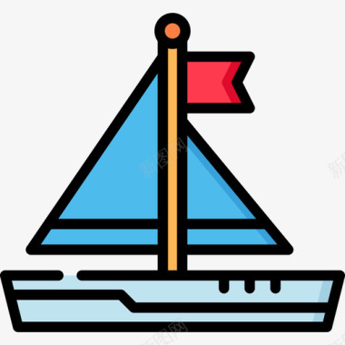 帆船运输76线型颜色图标图标
