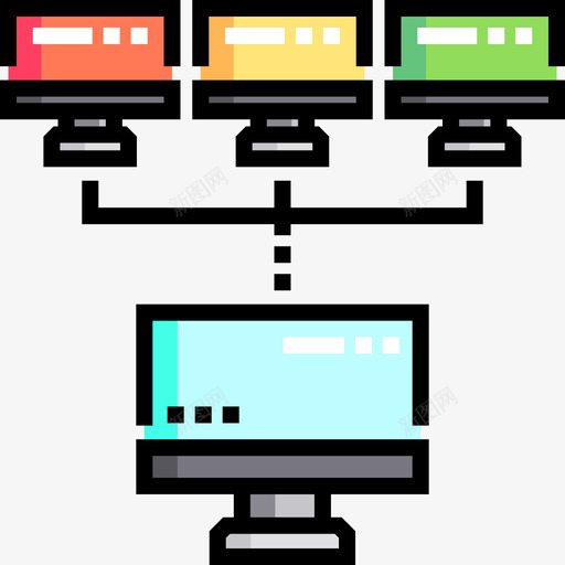 网络云计算26线性颜色图标svg_新图网 https://ixintu.com 云计算26 线性颜色 网络