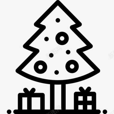 圣诞树圣诞玩具5线性图标图标