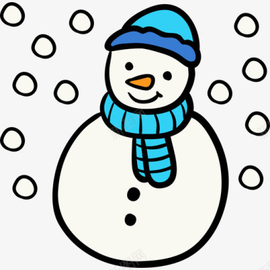 雪人冬天9颜色图标图标