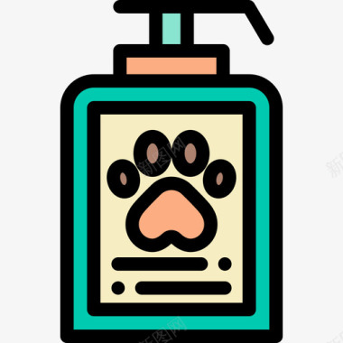 宠物洗发水宠物店27线性颜色图标图标