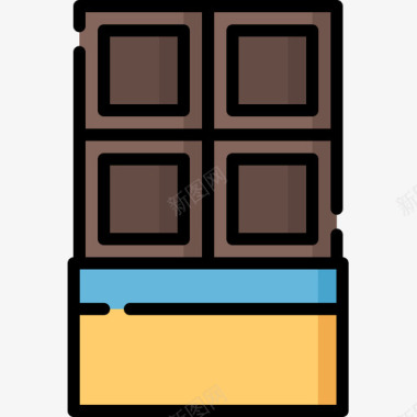 巧克力面包房51线性颜色图标图标